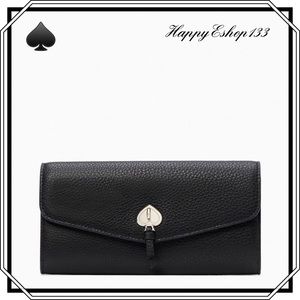 ♠️ kate spade ♠️ Marti Large Slim Pebbled Leather Flap Wallet